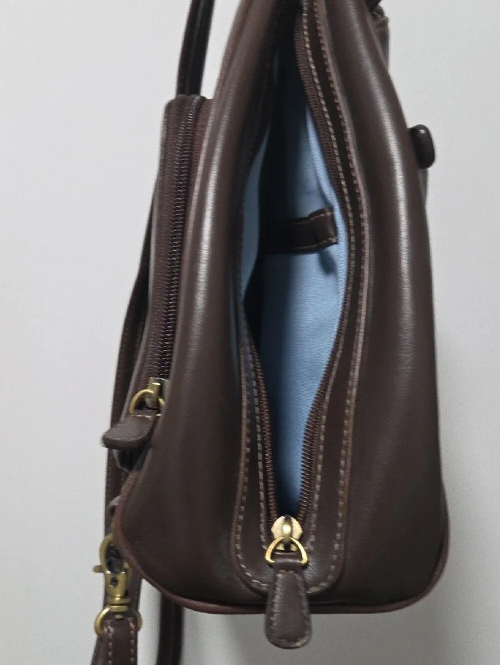 Liz Claiborne Dark Brown Leather Sling Backpack